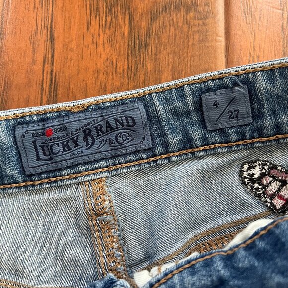 Lucky Bridgette high rise slim straight jean w butterfly embroidery 4 - Picture 9 of 13